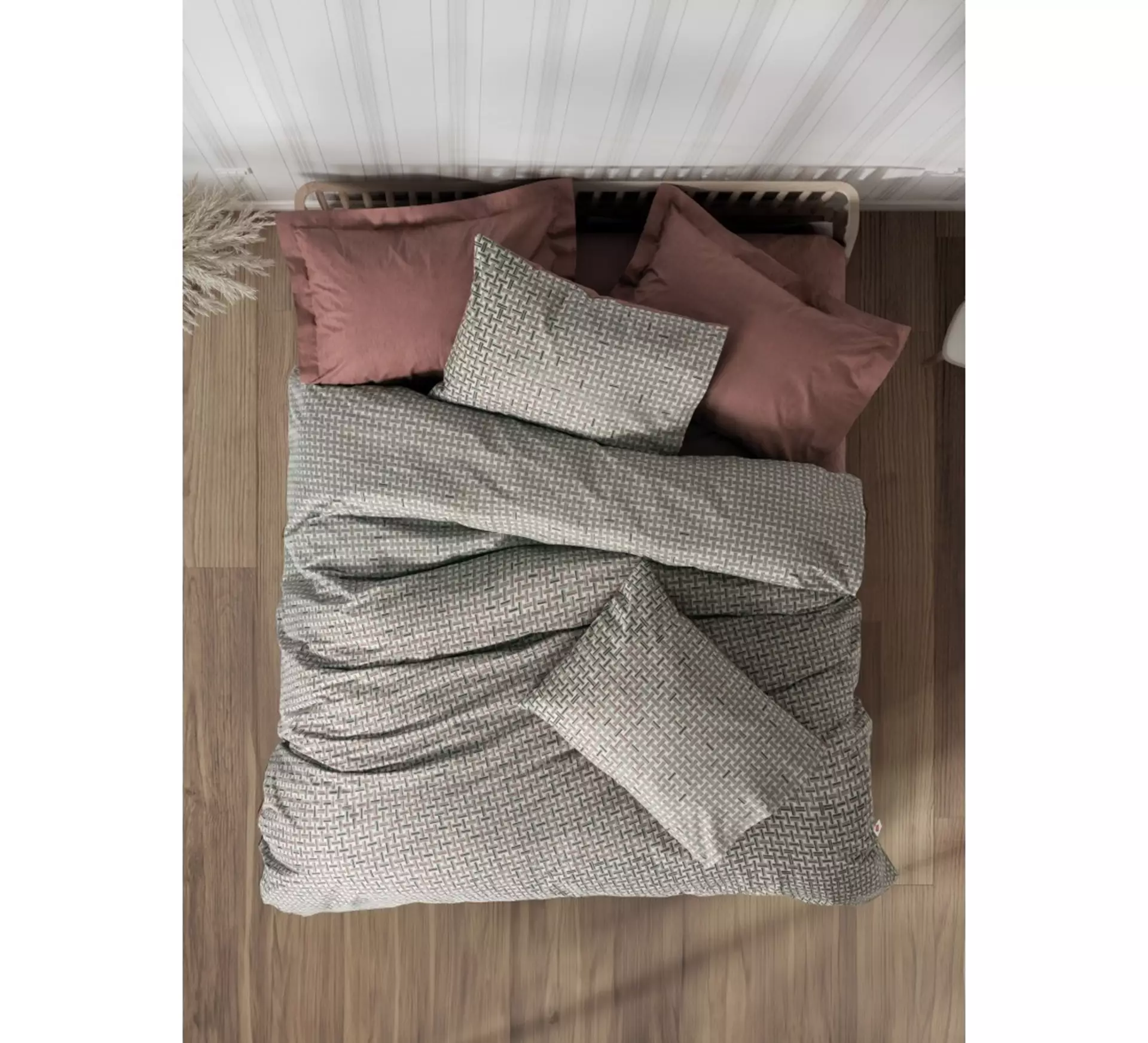 Cotton Box Petite Çift Kişilik Lastikli Çarşaflı Nevresim Takımı Mote Kiremit